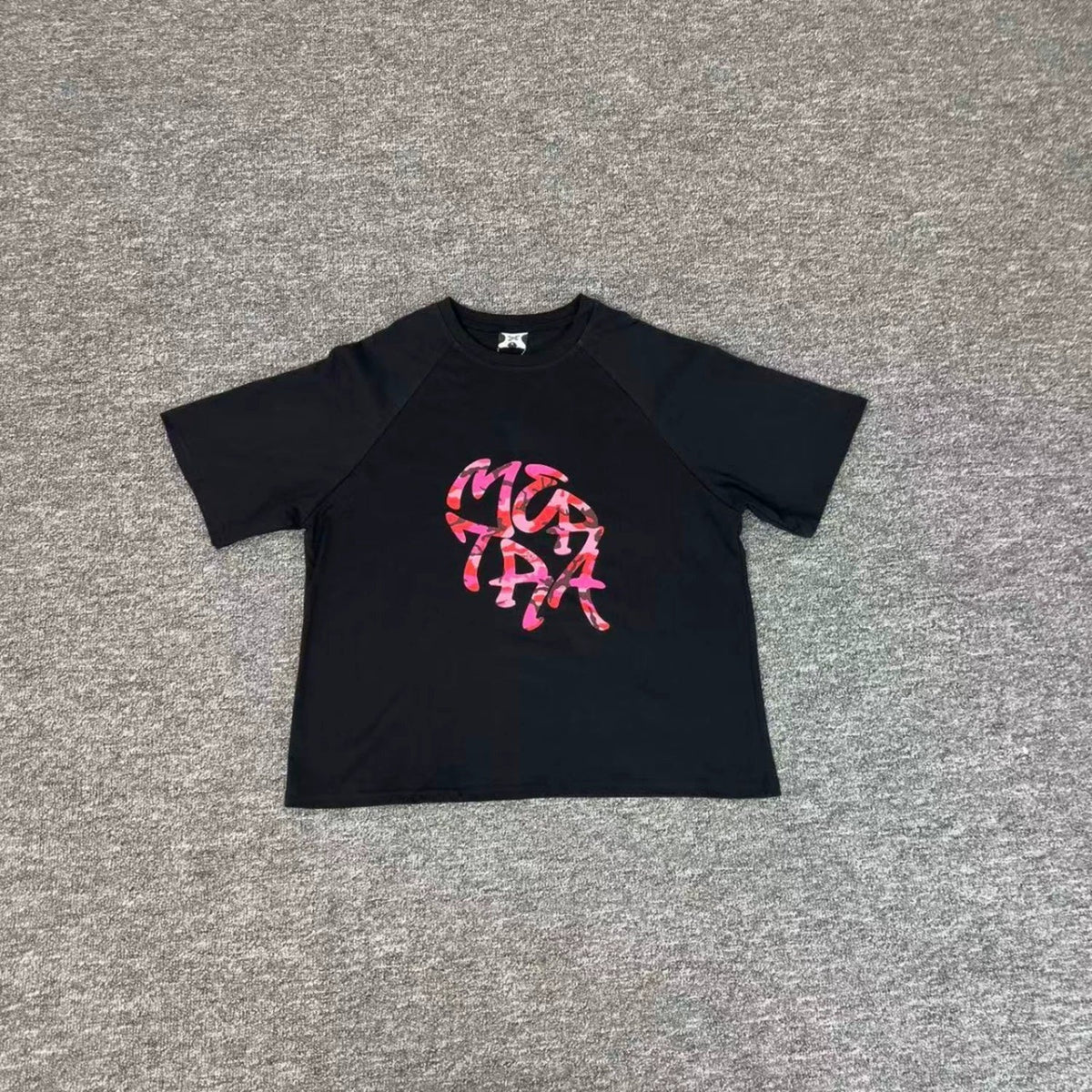 Mertra Floral Logo Tee - Black (Pink Floral)