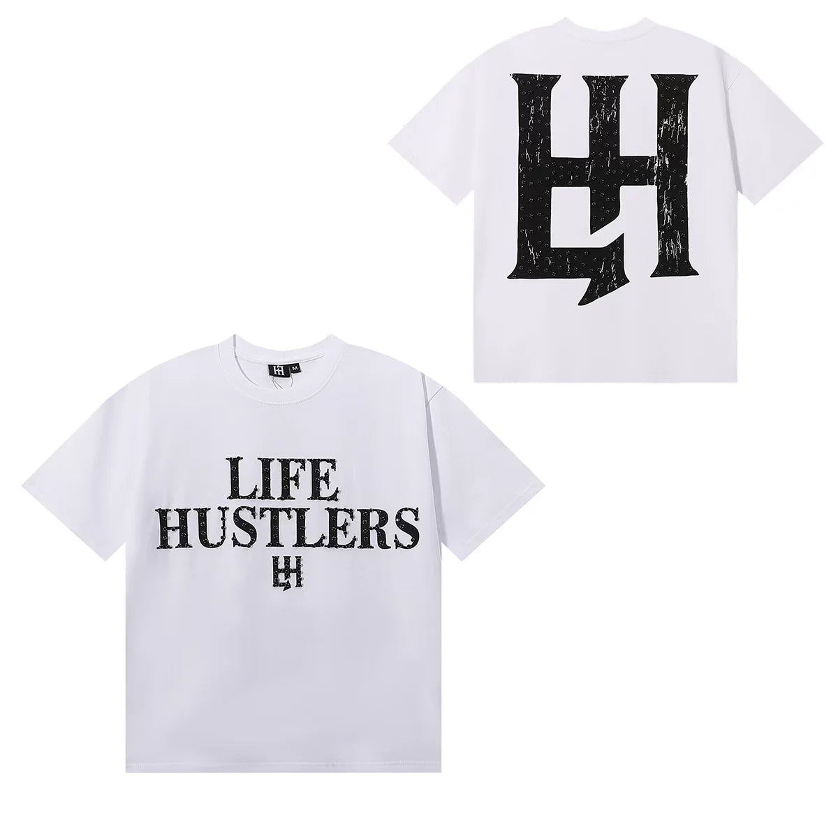 Life Hustlers Minimalist Serif Logo Tee - White