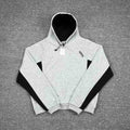 Mertra Contrast Colorblock Fleece Hoodie - Light Grey/Black