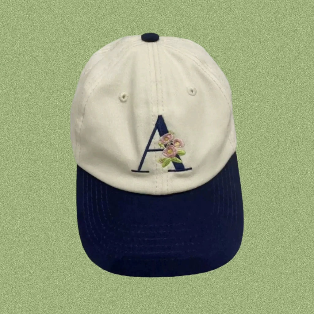 Aimé Leon Dore Floral Floral Letter Hat - Cream / Navy