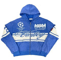 Valley Vintage Racing‑Style Zip‑Up Hoodie, Unisex Blue Washed Streetwear Jacket