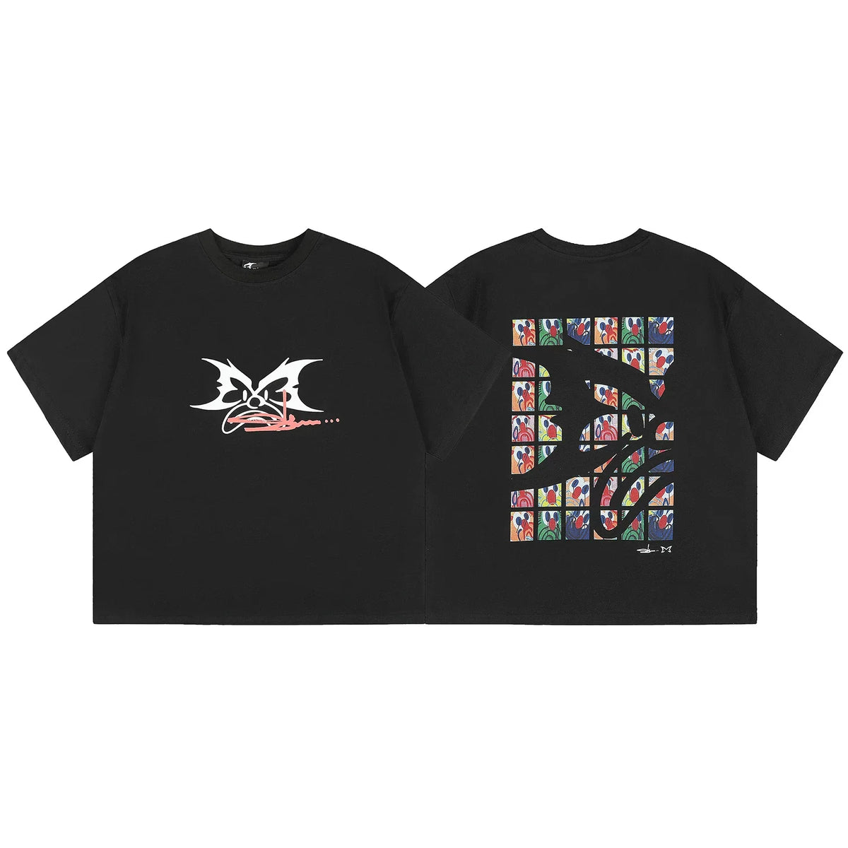 Mertra Cyber Butterfly Graphic Tee - Black