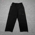 Mertra Wide-Leg Zipper Hem Track Pants - Black