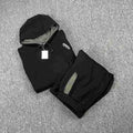 Mertra Contrast Colorblock Fleece Tracksuit Set - Black/Grey