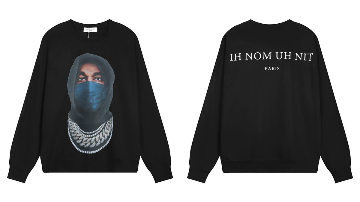 IH NOM UH NIT Masked Figure Cuban Link Sweatshirt - Black